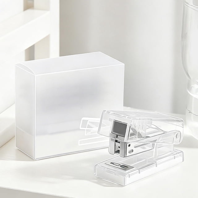 Mini Stapler Portable Handheld, Transparent Desktop Stapler with 1000 Staples, One-Finger Effortless Operation, Compact Office Stapler for Home Desk Drawer Use