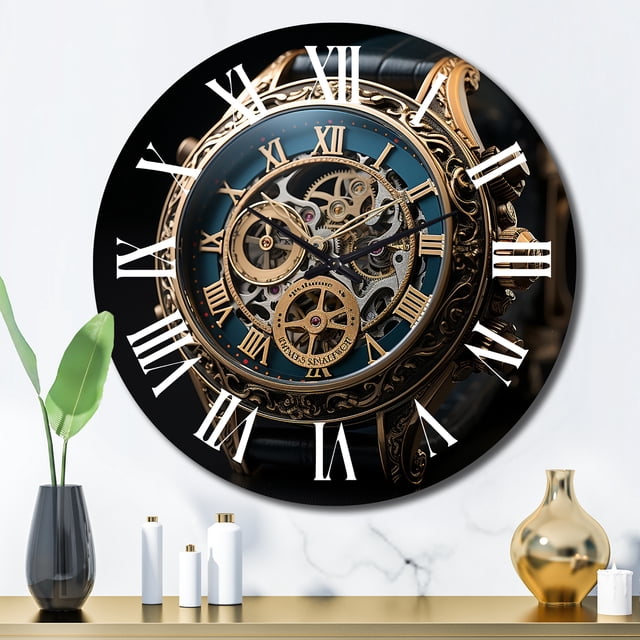 Designart "Diamond Dusk Luxury Watch painting V" Fashion Oversized Wall Clock