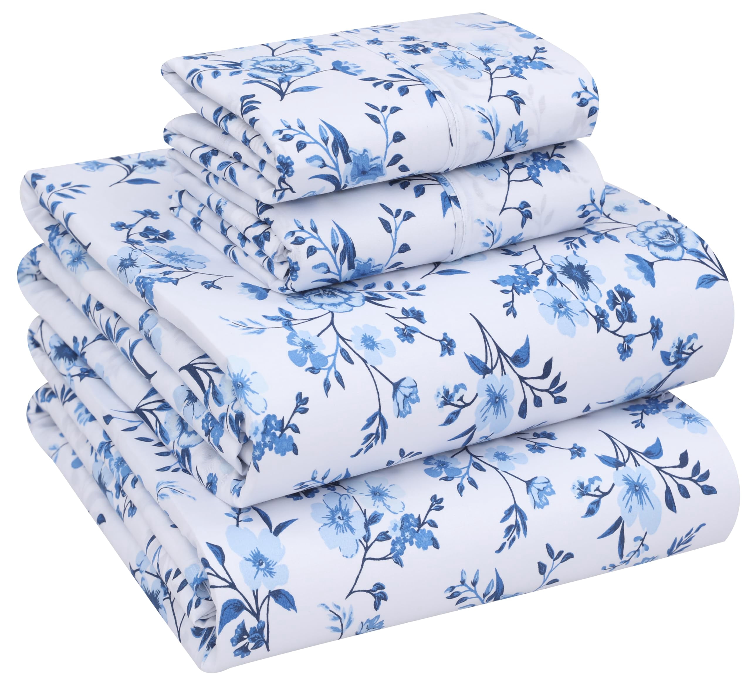 RUVANTI 100% Cotton Percale King Sheets, King Size Sheets Set, Annual