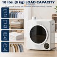 thumbnail image 4 of HOMCOM 1300W Clothes Dryer 18 lbs, Portable Laundry Dryer Machine, White, 4 of 10