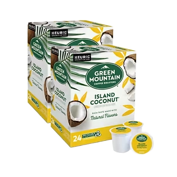 Green Mountain Island Coconut Light Roast Coffee K-Cup Pods, 48 Total
