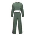 thumbnail image 4 of Ensemble de Tenues d'Exercice pour Femmes, Mode Décontractée, Manches Longues, Col Rond, Hauts, Pantalon, Ensemble Deux Pièces, Survêtement Athlétique, S-138 Vert G, 4 of 5