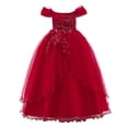 thumbnail image 1 of WEAIXIMIUNG Robes Florales pour Ados 10-12 Robe pour Enfants Robe Ligne Épaule Fille Robe de Performance Longue Robe à Pommeau Robe de Fête, 1 of 4