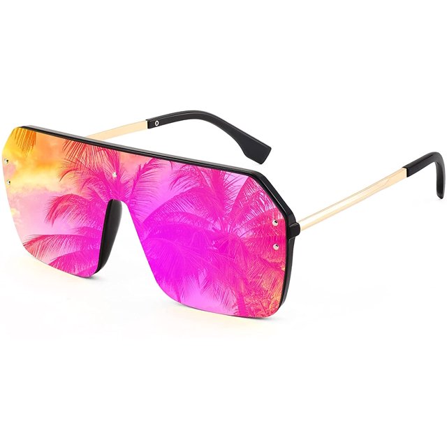FEISEDY Classic Siamese One Piece Sunglasses Nice Rimless Stylish Retro Design for Women Men B2574