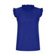 thumbnail image 5 of Timegard Tank Tops for Women Crew Neck Ruffle Sleeve Ruched Solid Color Comfy Work Casual Tunic Tops, 5 of 5