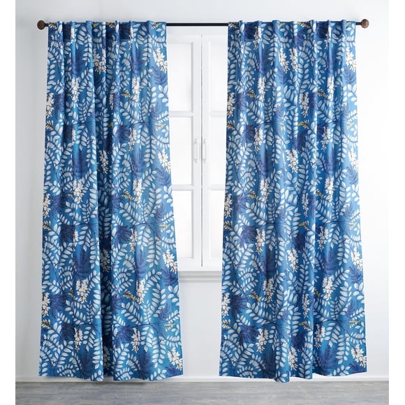 Maison D'Hermine Rideau 100 % Coton Feuillage Bleu Air Force Deux Panneaux Rideaux pour Salons Chambres Bureaux Ajusté avec une Poche de Tringle et Boucle pour une Suspension Facile 50 Pouces"X108 Pouces"