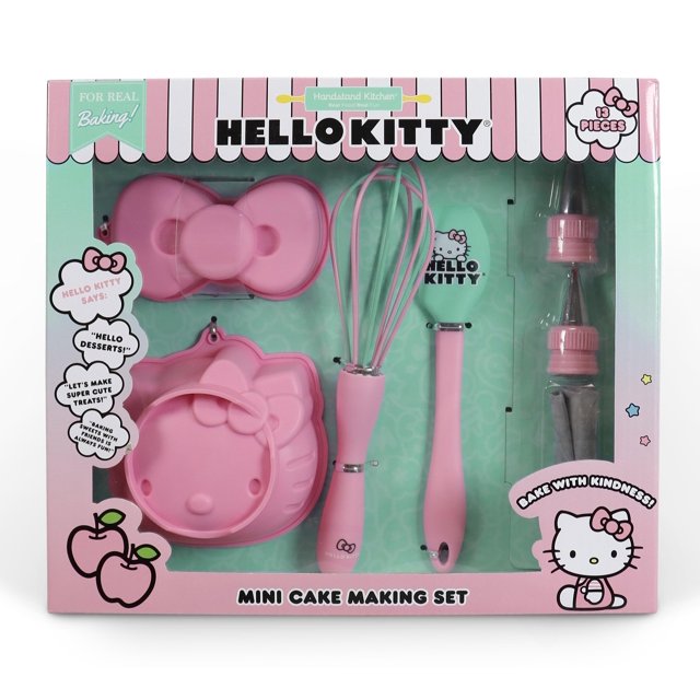 Handstand Kitchen Hello Kitty Cake Baking Set with Kitty Face and Bow Mini Cake Molds and More