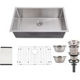 thumbnail image 1 of Undermount Kitchen Sink  Stainless Steel Single Bowl Kitchen Sink  Bar or Prep Kitchen Sink  with Basket Strainer  Drying Rack, 1 of 4