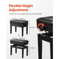 thumbnail image 4 of VEVOR Banc de Clavier de Piano Réglable Rangement Siège Rembourré Tabouret de Coiffeuse en Bois, 4 of 9