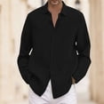 thumbnail image 2 of Kcodviy Homme Été Uni Décontracté Col Rabattu Grande Taille Chemise Ample Manches Longues Homme Col Rabattu Justaucorps Adulte Homme Chemise Manches Longues, 2 of 5