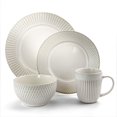 thumbnail image 2 of Elama Market Finds Ensemble de Vaisselle en Grès Rond de 16 Pcs, Blanc Gaufré, 2 of 5