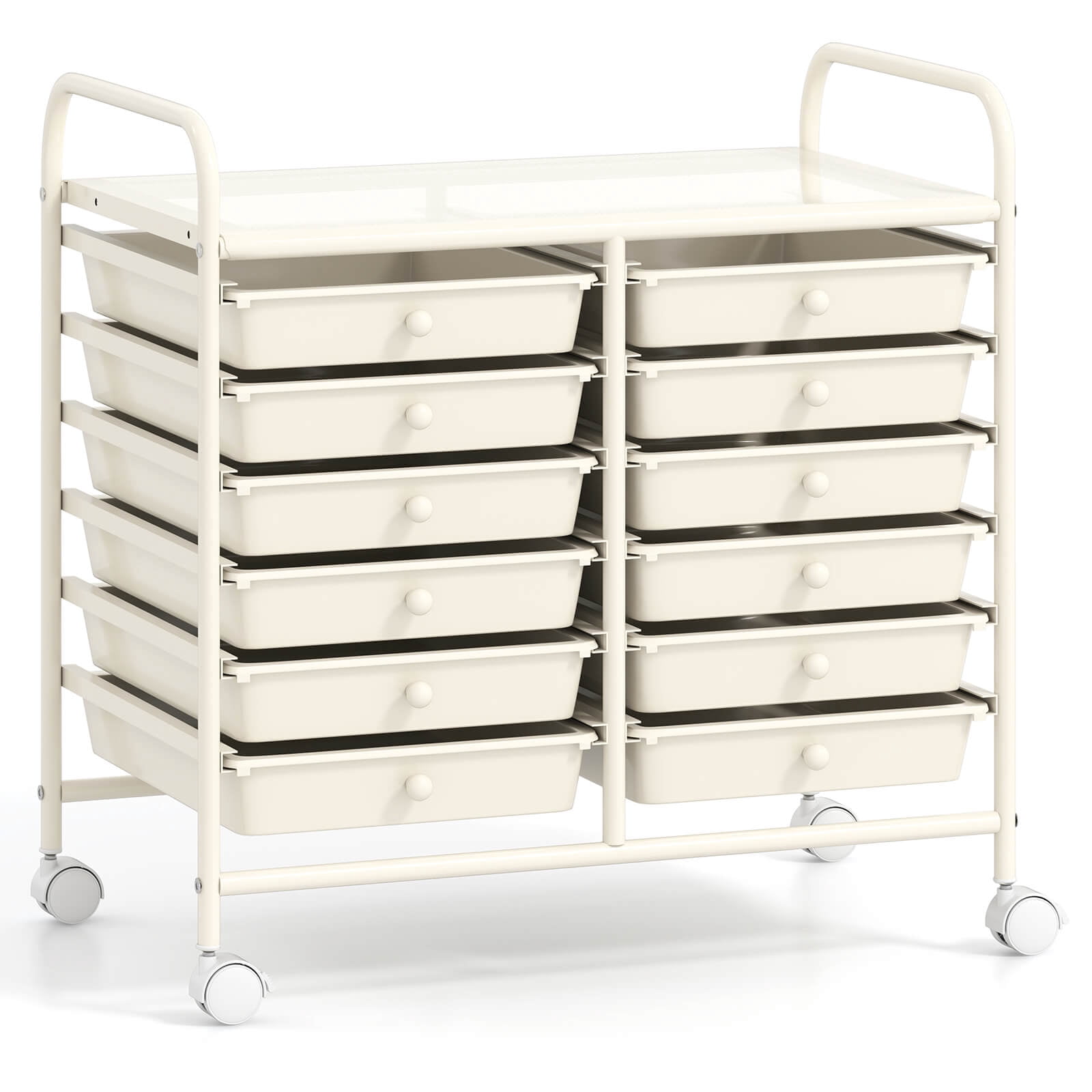Costway 12 Drawers Rolling Cart Storage Scrapbook Paper Studio Organizer Bins White