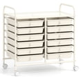 thumbnail image 1 of Costway 12 Drawers Rolling Cart Storage Scrapbook Paper Studio Organizer Bins White, 1 of 10