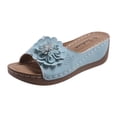 thumbnail image 4 of Orthopedic Platform Sandals for Women 2025 Boho Beach Flower Wedge Dress Slip on with Arch Support, 4 of 5