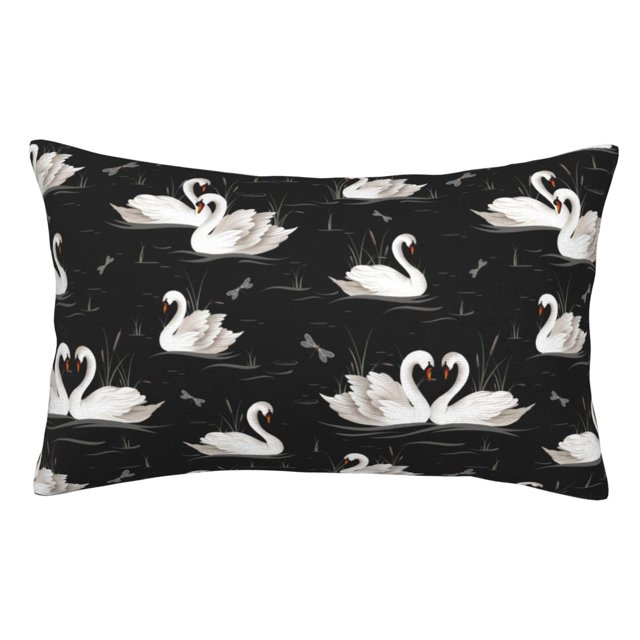 Easygdp Cygne et Libellules pour Taie d'Oreiller Douce, Parfait pour Dormir (Noyau d'Oreiller Non Inclus)-14"x20 Pouces