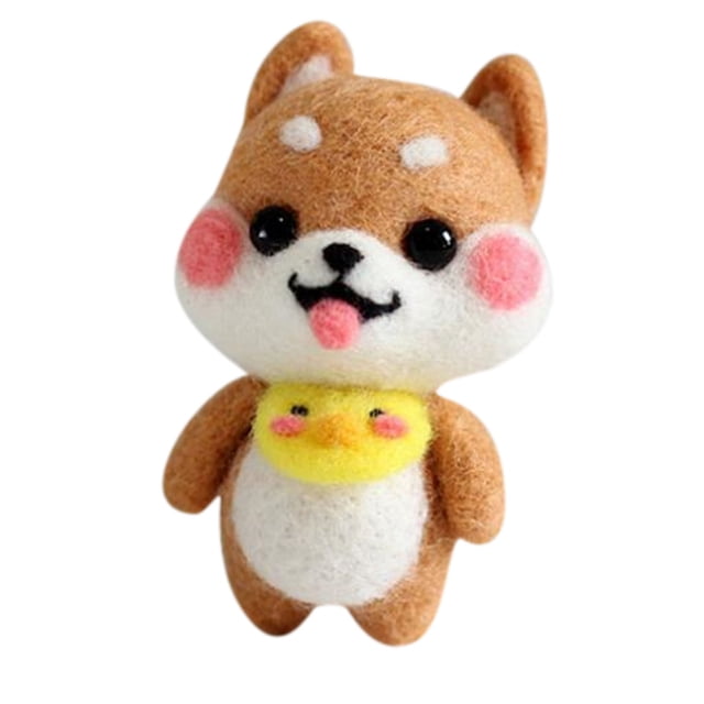 EQWLJWE Plush Toys Cute Litter Dog Pattern Handmade DIY Poke Wool Felts Material Production Package