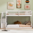 thumbnail image 2 of Twin over Twin Floor Bunk Bed, Ladder with Storage, White, 2 of 18