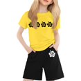 thumbnail image 1 of GDREDA Ensemble de Mini Pantalons T-Shirt Imprimé à Col Rond et Manches Courtes pour Enfants Garçons et Filles Jaune, 8-9 Ans, 1 of 4