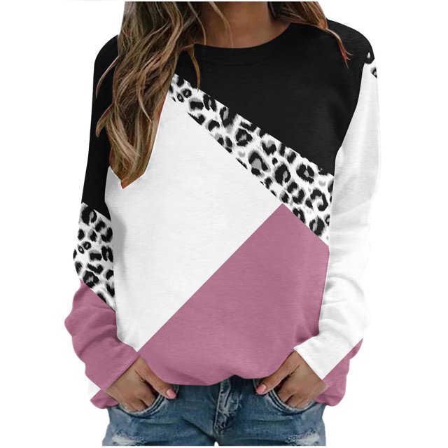 HKEJIAOI T-Shirts à Manches Longues en Polyester pour Femmes Col Rond Imprimé Floral Hauts d'Été à Manches Longues pour Femmes 2023