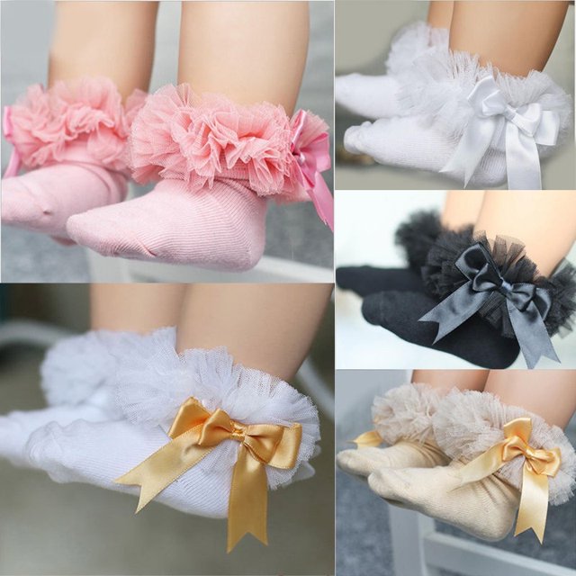 Princess Cute Baby Kid Girls Lace Ruffle Frilly Ankle Socks Princess Cotton Short Socks