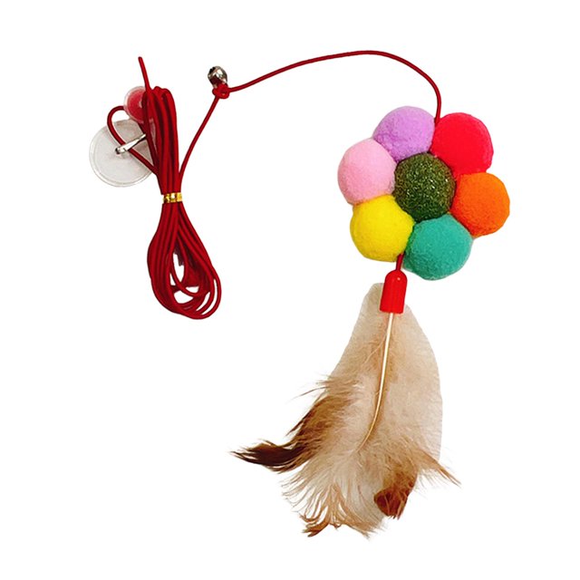 Hanging Door Cat Toy with Bell Toy Hanging Cat Toy Adjustable Hanging Door Frame Six Color Flower