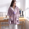 thumbnail image 3 of Transemion Restez au Chaud avec Style avec Veste de Lit en Molleton Doux à Boutons Veste de Lit en Molleton Doux à Boutons avec Poches Polyester Chaud et Confortable Rose 1 Ensemble, 3 of 6