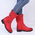 thumbnail image 4 of Bmisegm Bottes Rétro pour Femmes à Fermeture Éclair, Talon Carré, Couleur Unie, Tige Mi-Haute, Bout Rond, Chaussures Rouges 8, 4 of 4