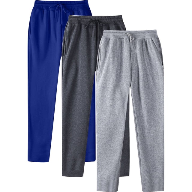 Kcodviy Male Hip Hop Pants Memory Plush Casual Solid Color Track Open for Men Cuff Lace Up Workout 12 Pants with Pocket Pcs