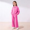 thumbnail image 1 of EGNMCR Long Sleeve Turndown Collar Set Children's Solid Color Long Sleeve Turn-Down Collar Button-Up Top With Elastic Waist And Pockets And Pants Set Girl polyester set, 1 of 8