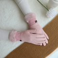 thumbnail image 4 of 1 Pair Winter Waffle Plaid Texture Thickened Gloves Fleece Lining Logo Print Autumn Winter Warm Anti-slip Touch Screen Riding Driving Running Gloves, 4 of 10