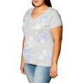 thumbnail image 2 of Hanes Womens Short Sleeve V-Neck Tee, L, Placed Floral Message/Light Steel, 2 of 3