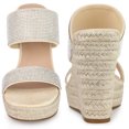 thumbnail image 2 of BLISSFUL STEP Sandales Compensées Espadrilles Beige à Plateforme avec Strass pour Femmes 6 m US, 2 of 6
