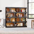 thumbnail image 1 of 4-Tier Tall Bookcase, 71" S-Shaped Bookshelf, Wood Decorative Storage Shelving, 1 of 5