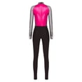 thumbnail image 4 of Jizyo Women's Long Sleeve Dance Unitard Shiny Rhinestone Full Body Suits One Piece Jumpsuits Hot Pink XL, 4 of 5
