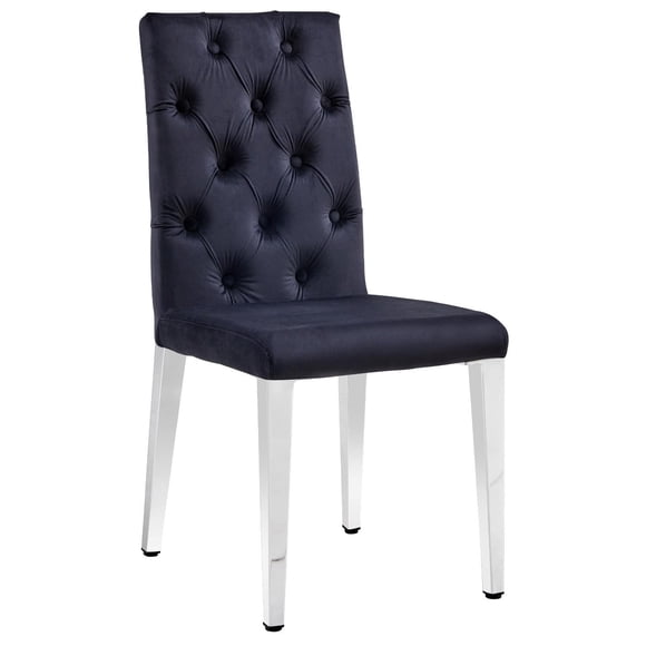 Canadian Furniture Roma Black Dining Chair Silver Legs (Set of 2)