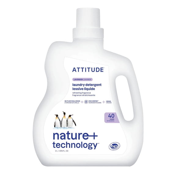 ATTITUDE nature+ technology, Laundry Detergent, Lavender, 40 Loads
