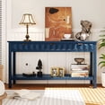 thumbnail image 1 of Noble House 60" Fir Veneer Entryway Table, Honeycomb Front Console with 3 Drawers & Solid Fir Legs,Navy Blue, 1 of 9