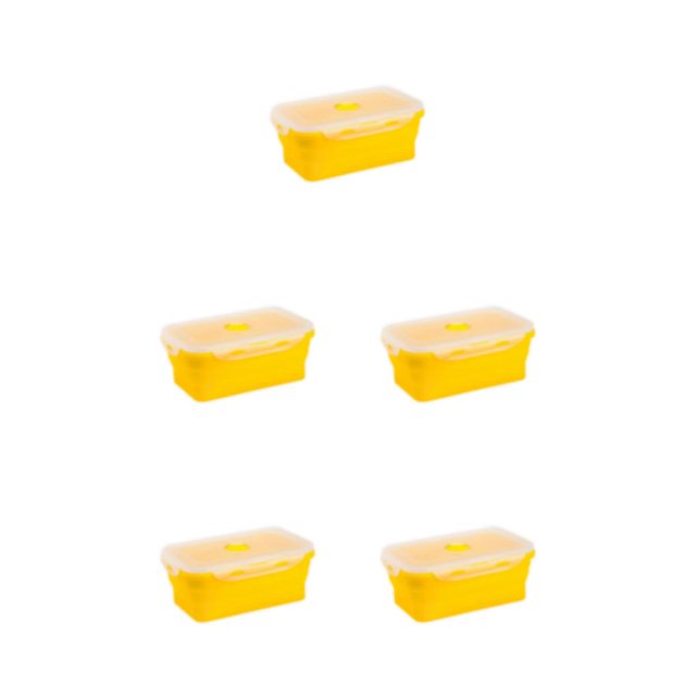 ZheElen Silicone Lunch Box Food Grade Silicone For Safe And Healthy Meals On Go yellow 350ml 5Set