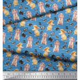 thumbnail image 2 of Soimoi Blue Rayon Fabric Stripe,Insect & Bunny Animal Decor Fabric Printed BTY 56 Inch Wide, 2 of 3