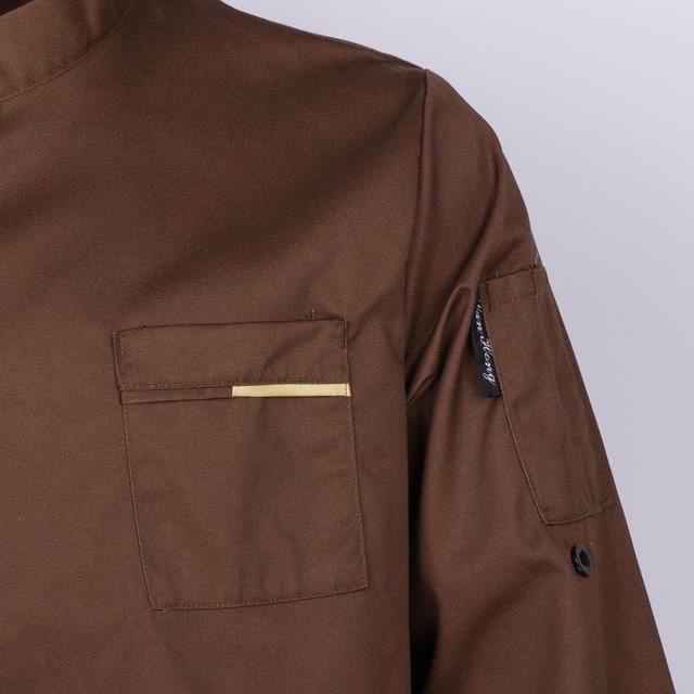 Unisex Chef Jackets Coat Long Sleeves Shirt Kitchen Uniforms Coffee L