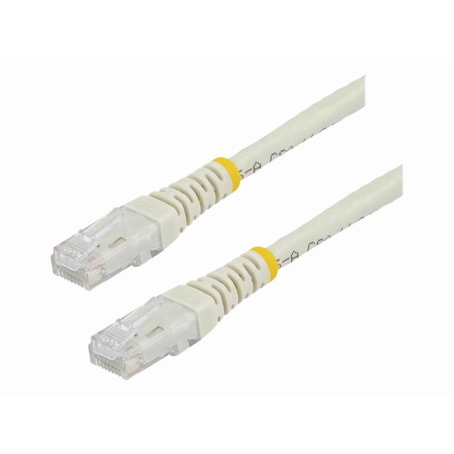 StarTech.com 100ft CAT6 Ethernet Cable, 10 Gigabit Molded RJ45 650MHz 100W PoE Patch Cord, CAT 6 10GbE UTP Network Cable with Strain Relief, White, Fluke Tested/Wiring is UL Certified/TIA - Category 6 - 24AWG (C6PATCH100WH) - Patch cable - RJ-45 (M) to RJ-45 (M) - 100 ft - UTP - CAT 6 - molded - white - for P/N: IES61002POE, POEINJ2GI