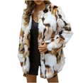 thumbnail image 2 of PVCS Manteau Veste Chaud en Fausse Fourrure pour Femmes Dames Hiver Col en V Imprimé Vêtement d'Extérieur, 2 of 9