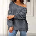 thumbnail image 1 of EGNMCR Chandails pour Femmes Mode Couleur Unie Grande Taille Ample Col Rond Chandail, Cadeaux pour Femmes, 1 of 6