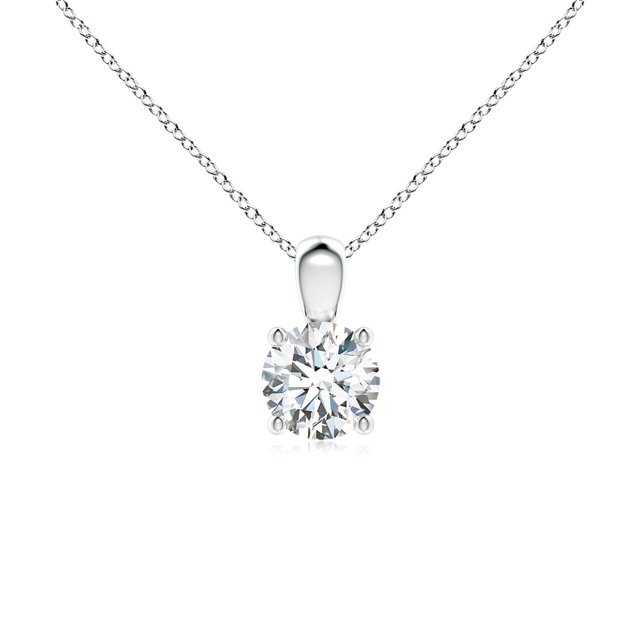 Angara Collier en Diamant de Laboratoire - Pendentif Solitaire en Diamant Rond Serti à Griffes en Argent Sterling 925 pour Femmes