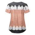 thumbnail image 3 of Hauts d'Été Grande Taille pour Femmes Décontractés Mode pour Femmes Manches Courtes Col en V Hauts Uniforme de Travail Imprimé Blouse à Poche Hauts T-Shirt Col en V pour Femmes en Liquidation, 3 of 4