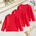 thumbnail image 2 of Gubotare Hauts à Manches Longues pour Garçons T-Shirts pour Garçons - Col Roulé Manches Longues Décontracté Côtelé Hauts d'Automne Hiver pour Enfants 3 Pcs Taille 5T 6T (Rouge, 5-6 Ans), 2 of 9