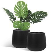 Set of 2 Plastic Planter, 11" Weaving Embossment Plant Flower Pot
