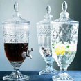 thumbnail image 3 of Distributeur de Boissons Vintage avec Support, Pot en Verre Gaufré avec Robinet pour Fêtes et Limonade, 2 L (67 Oz), 3 of 7
