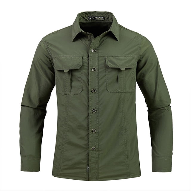 Dagugfen Plus Size Mens Shirts Button down Long Sleeve Loose Stretch Casual Work Tops with Pockets