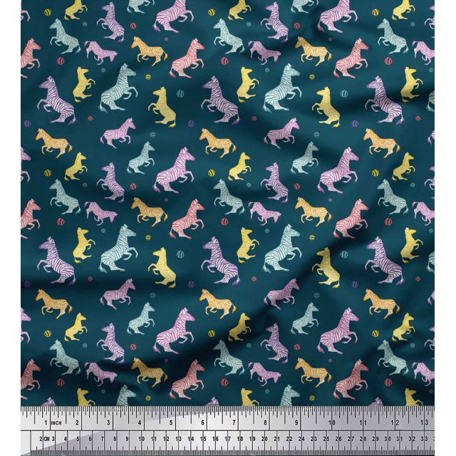 Soimoi Blue Viscose Chiffon Fabric Wild Animal Print Fabric by The Yard 42 Inch Wide